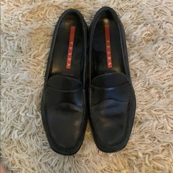Prada Black Leather Loafers - Picture 1 of 6